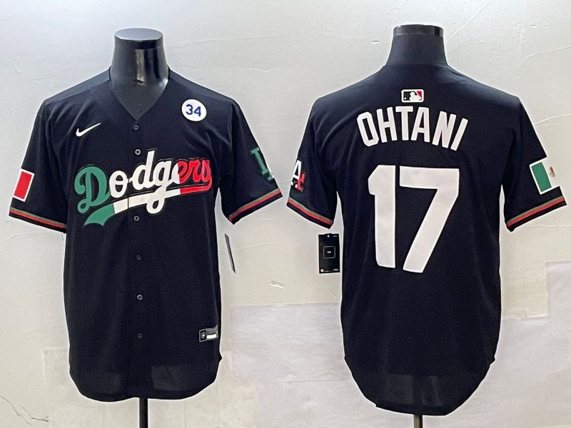 Men Los Angeles Dodgers 17 Ohtani Black Mexico Nike 2025 MLB Jersey style 18